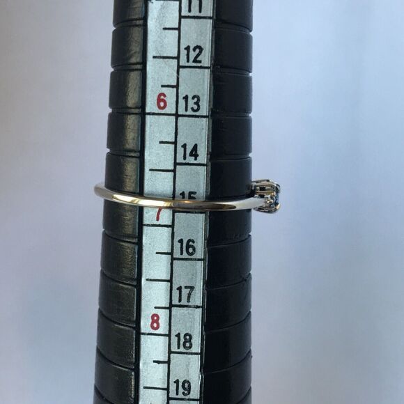 Sterling Silver Promise Ring Simulated Blue Topaz Cubic Zirconia Size 6.75 - Picture 4 of 16